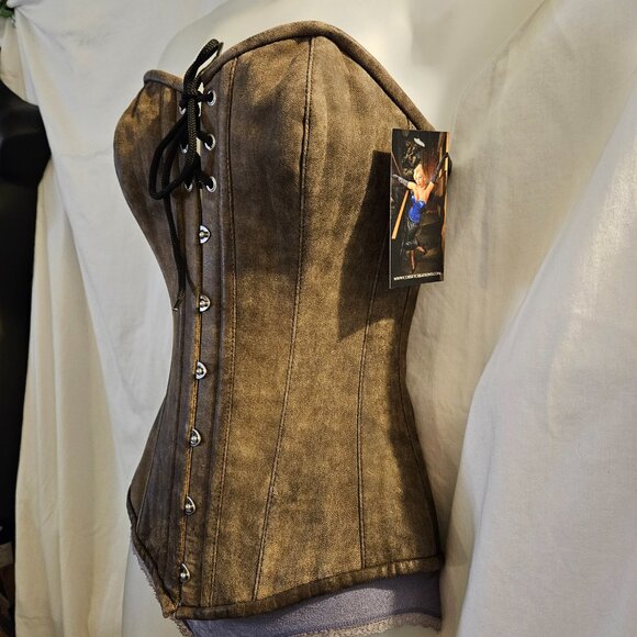 NWT 1 of a Kind Corset/FREE Skirt Brown Suede S 22" - Picture 5 of 16
